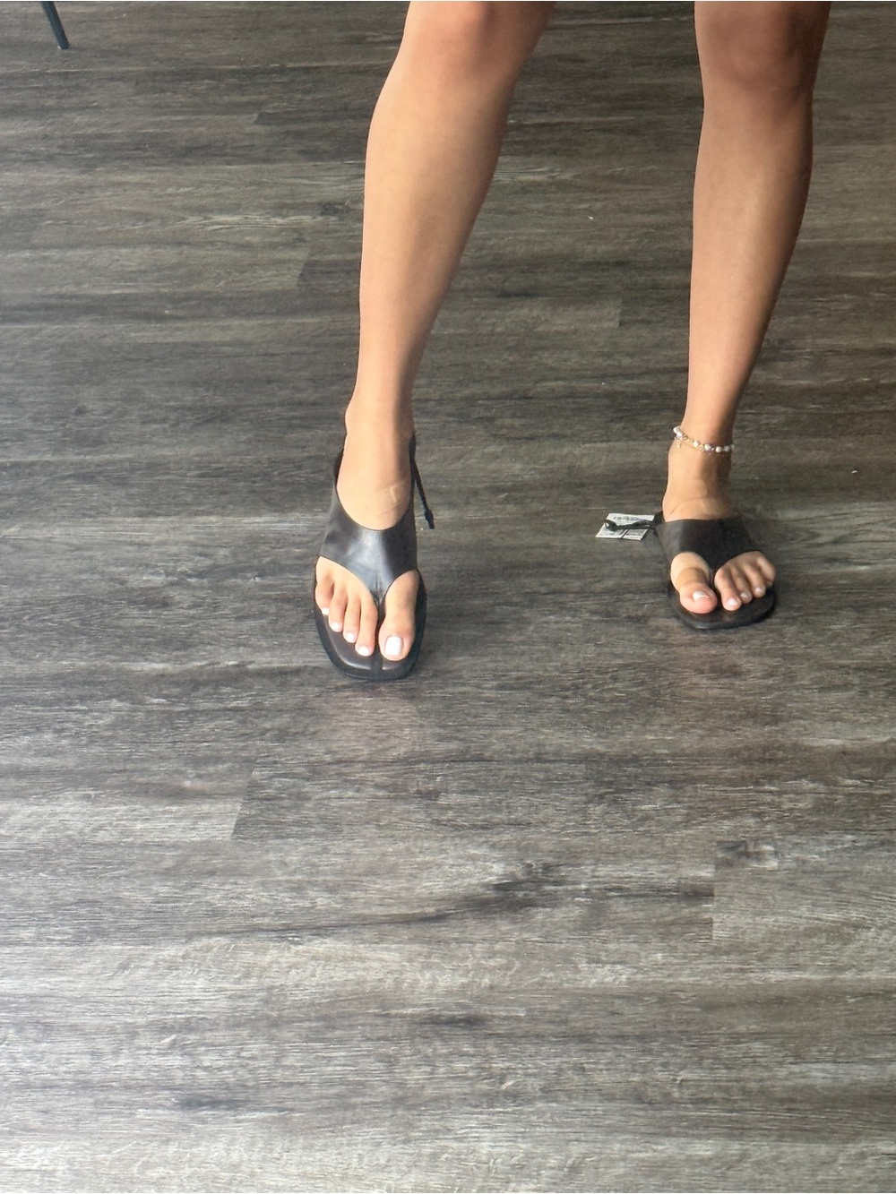Zara brown leather flip flops - Picture 3 of 6